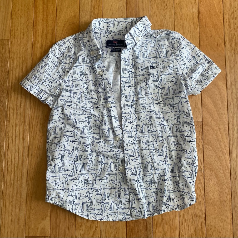 Vineyard Vines Little Boys Sailboat Short Sleeve Button Down